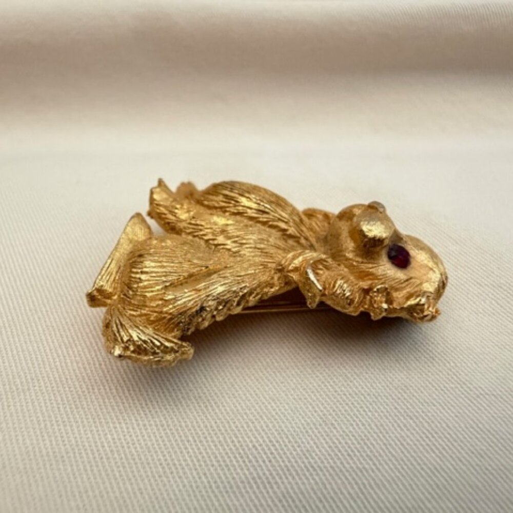 Vintage Gold Puppy Dog Brooch Pin - Picture 2 of 7